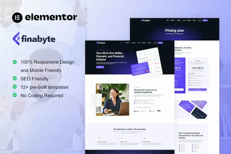 FinaByte – Saas & Fintech Startup Elementor Template
