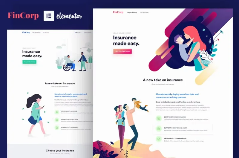 FinCorp – Insurance & Marketing Elementor Template