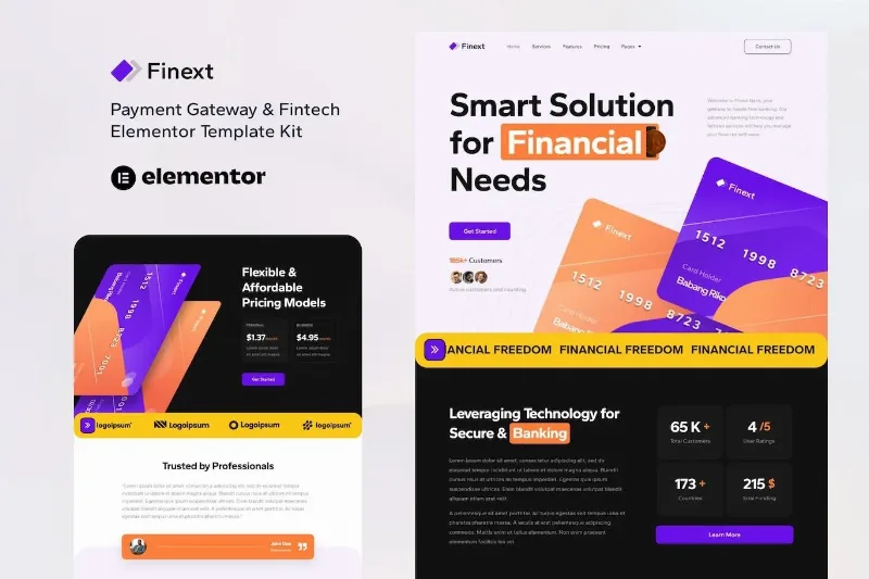 Finext – Payment Gateway & Fintech Elementor Template