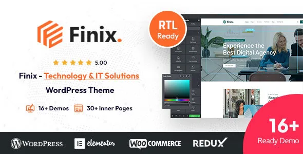 Finix – Technology & IT Solutions WordPress Theme + RTL Ready