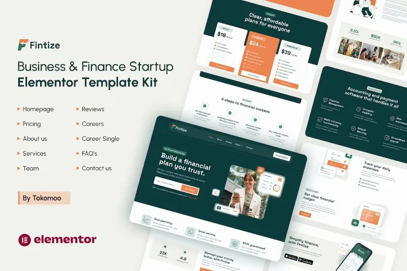 Fintize – Business & Finance Startup Elementor Template