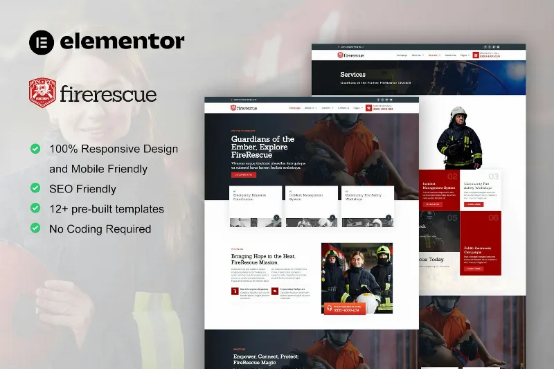FireRescue – FireFighter & Fire Department Elementor Template