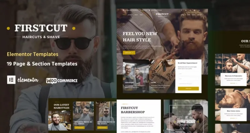 FirstCut – Barbershop & Men’s Grooming Elementor Template