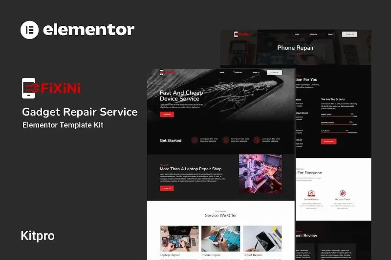 Fixini – Gadget Repair Service Elementor Template Kit