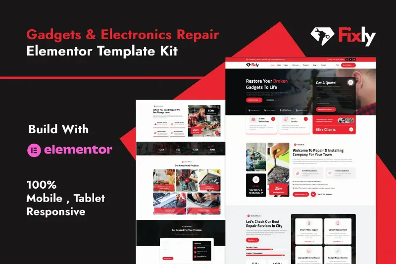 Fixly - Electronics & Gadgets Repair Services Elementor Template Kit
