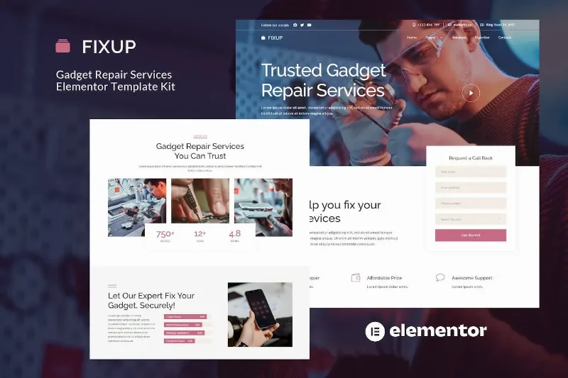 FixUp – Gadget Repair Services Elementor Template