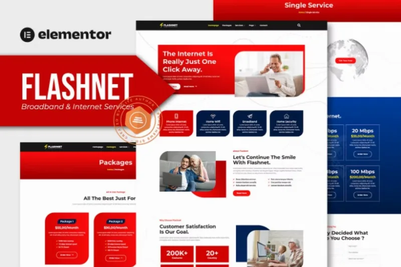 Flashnet – Broadband & Telecom Internet Provider Elementor Template