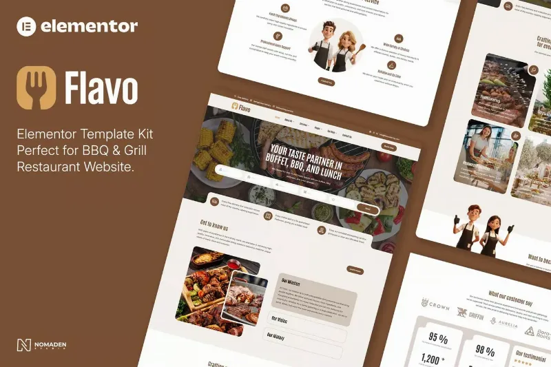 Flavo - BBQ & Grill Restaurant Elementor Template Kit