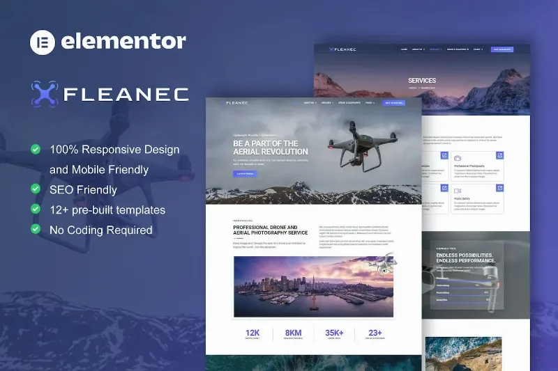 Fleanec – Aerial Photography & Videography Elementor Template