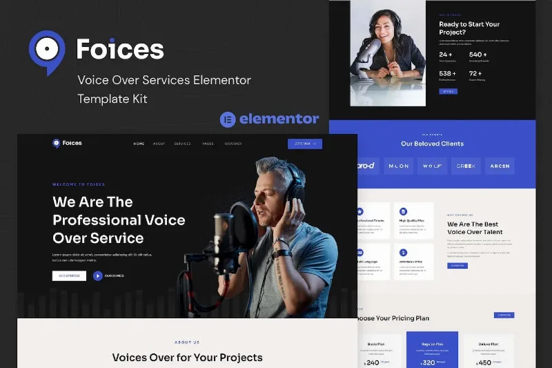 Foices – Voice Over Services Elementor Template