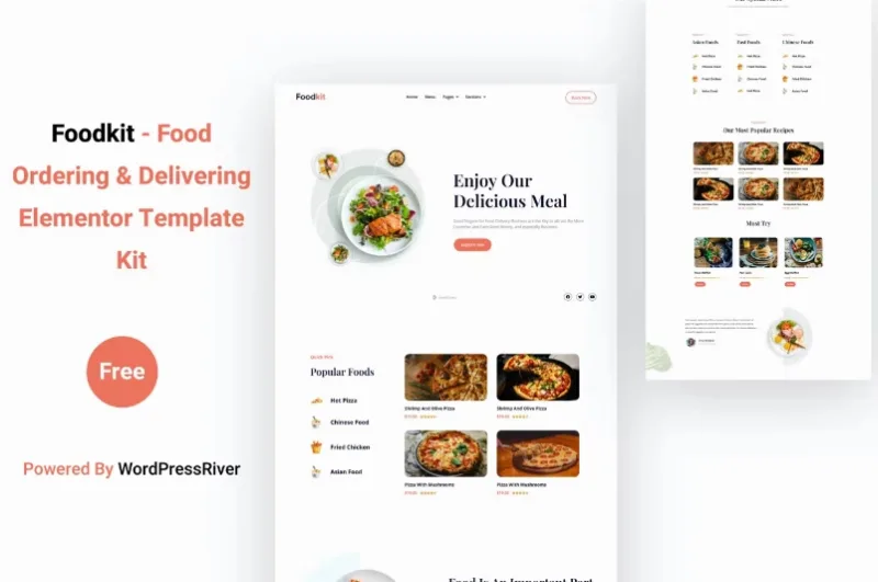 Foodkit – Food Ordering & Delivering Elementor Template