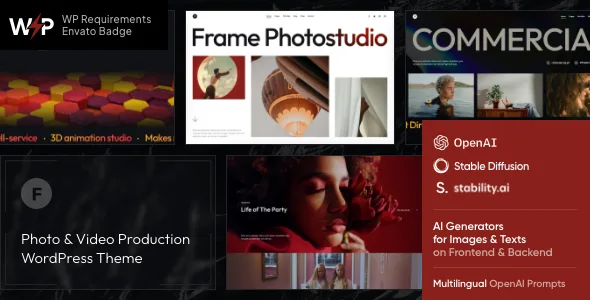 Frame – Photo & Video WordPress Theme + AI