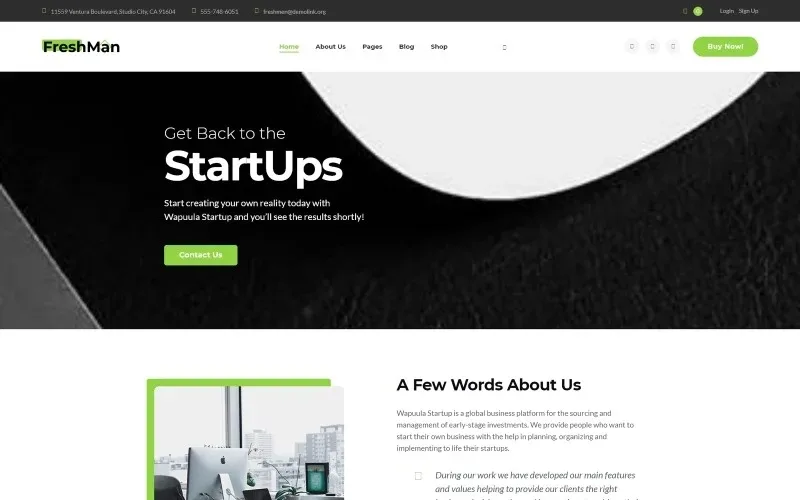 Freshmen – Startup Company WordPress Elementor Theme WordPress Theme