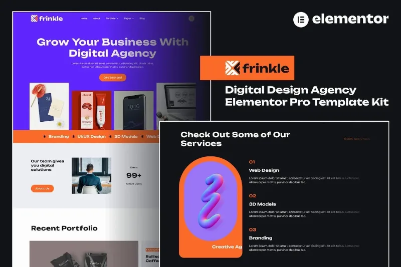 Frinkle – Digital Design Agency Elementor Pro Template