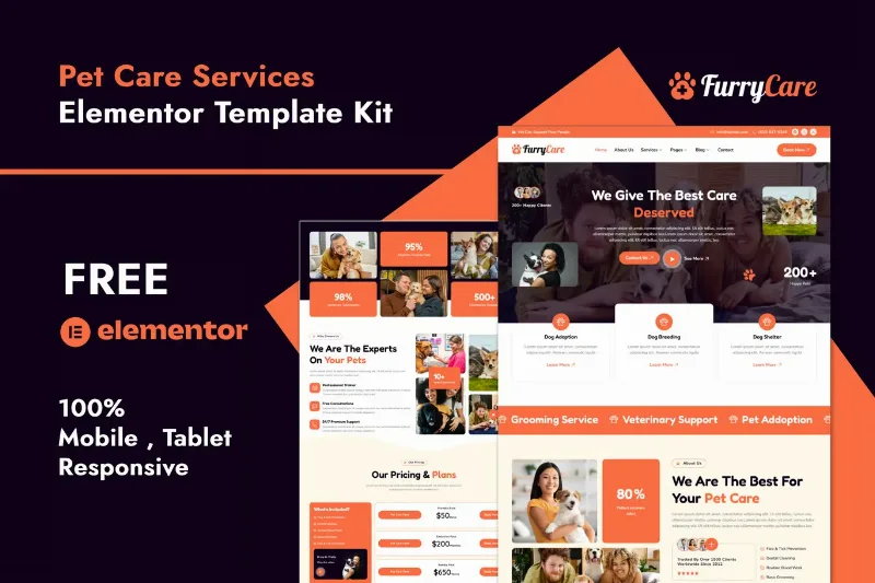 Furrycare - Veterinary & Pet Care Services Elementor Template Kit