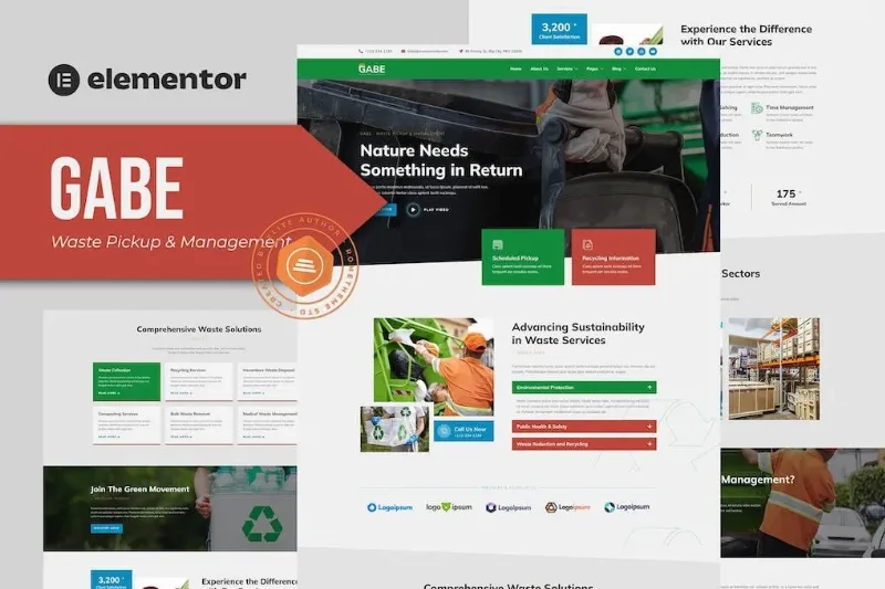 Gabe – Waste Pickup & Management Elementor Template