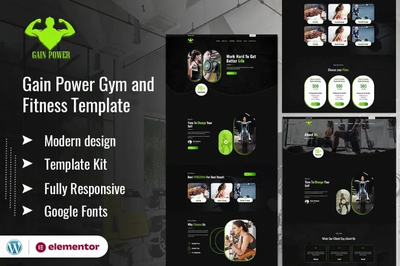 GAIN POWER – Gym & Fitness Elementor Template