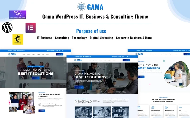 Gama – IT, Business and Consulting WordPress Elementor Theme WordPress Theme