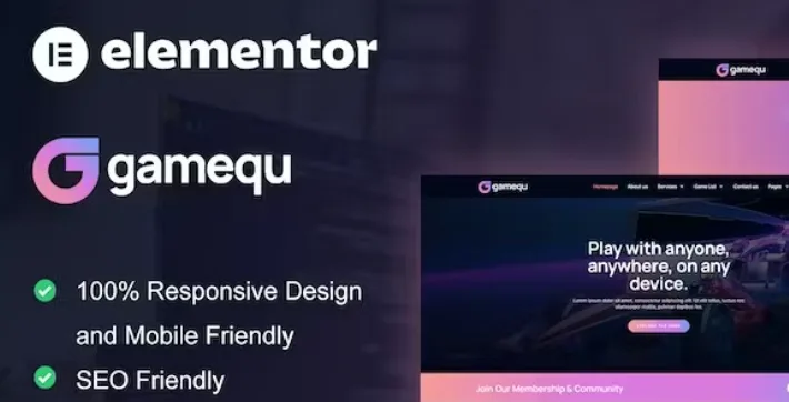 Gamequ – Game Publisher Elementor Pro Template