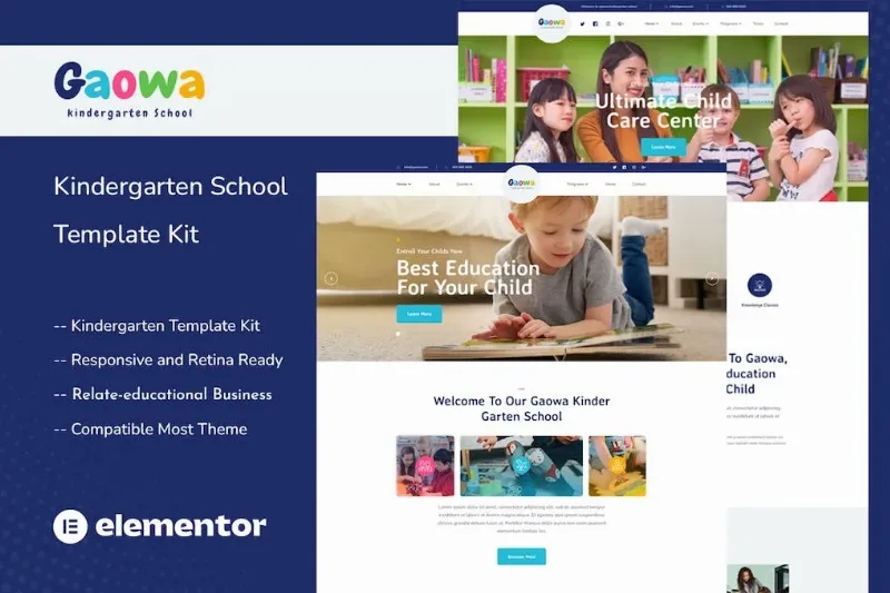 Gaowa – Kindergarten School Elementor Template