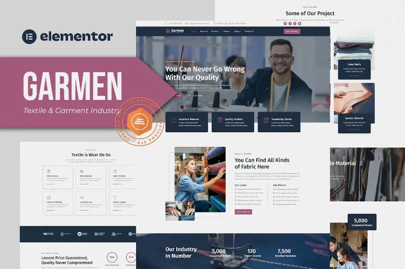 Garmen – Textile & Garment Industry Elementor Template