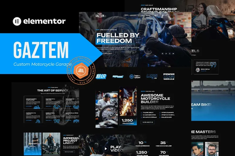 Gaztem – Custom Motorcycle Garage Elementor Template