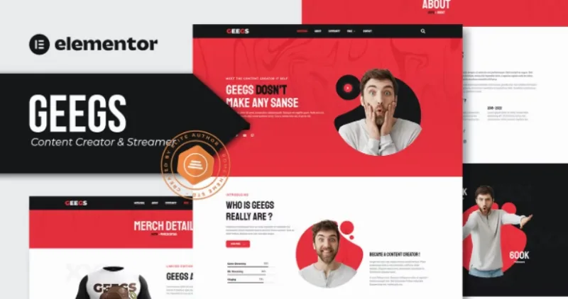 Geegs – Content Creator & Streamer Elementor Template