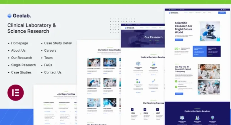 Geolab | Clinical Laboratory & Science Research Elementor Template