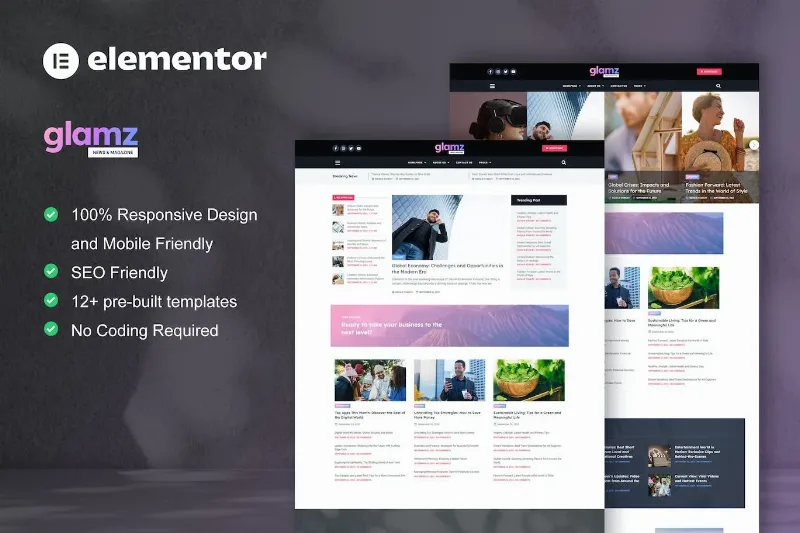 Glamz – News & Magazine Elementor Template