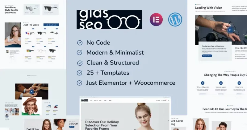 Glasseo – Eyewear Store Woocommerce Elementor Template