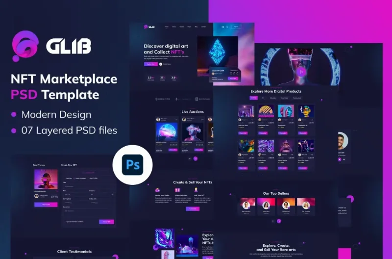 Glib | NFT Marketplace Elementor Pro Template