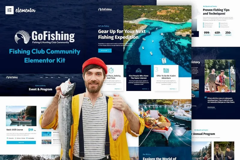 Go Fishing – Fishing Club Community Elementor Template