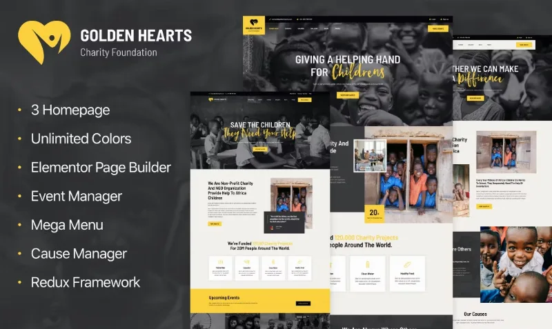 Golden Hearts – Fundraising & Charity Theme