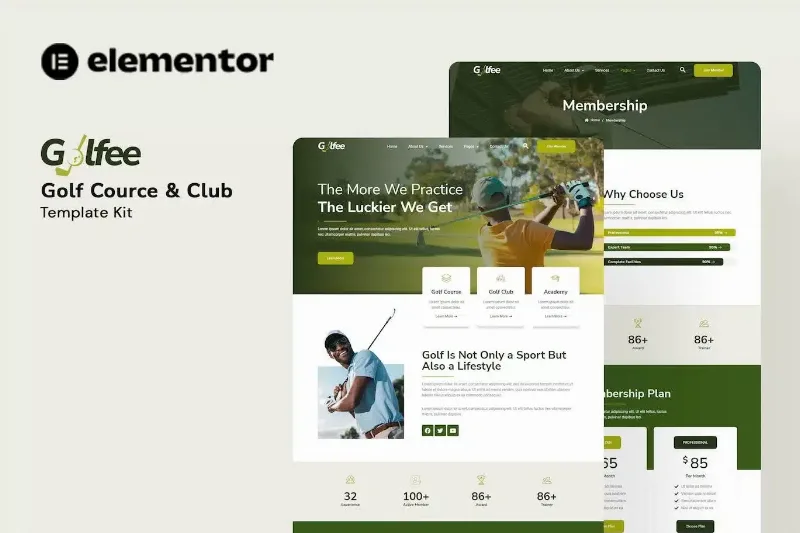Golfee – Golf Course & Club Elementor Template Kit