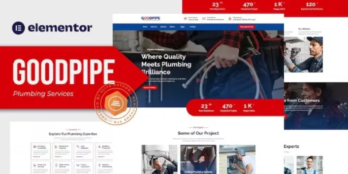 Goodpipe – Plumbing Services Elementor Template