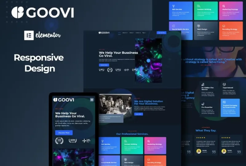 Goovi – Creative Agency & Digital Marketing Elementor Template