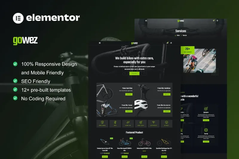 Gowez – WooCommerce Bike Shop & Bike Service Elementor Template