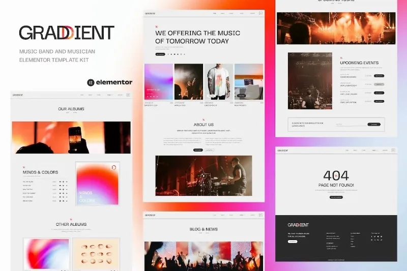 Graddient – Music Band & Musician Elementor Template