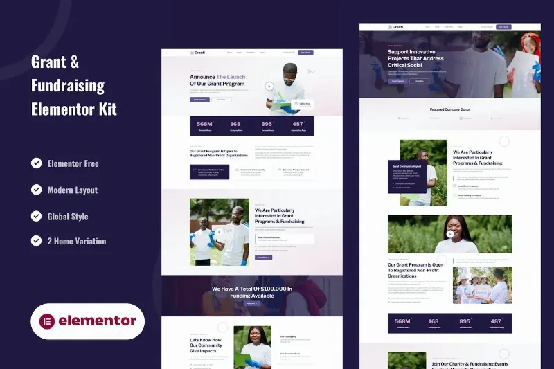 Grant & Fundraising – Elementor Template