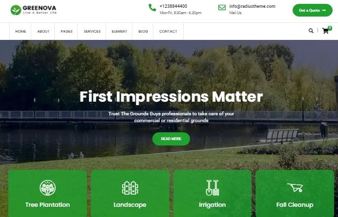 Greenova – Gardening & Landscaping WordPress Theme