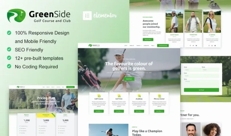 Greenside – Golf Club & Academy Elementor Template