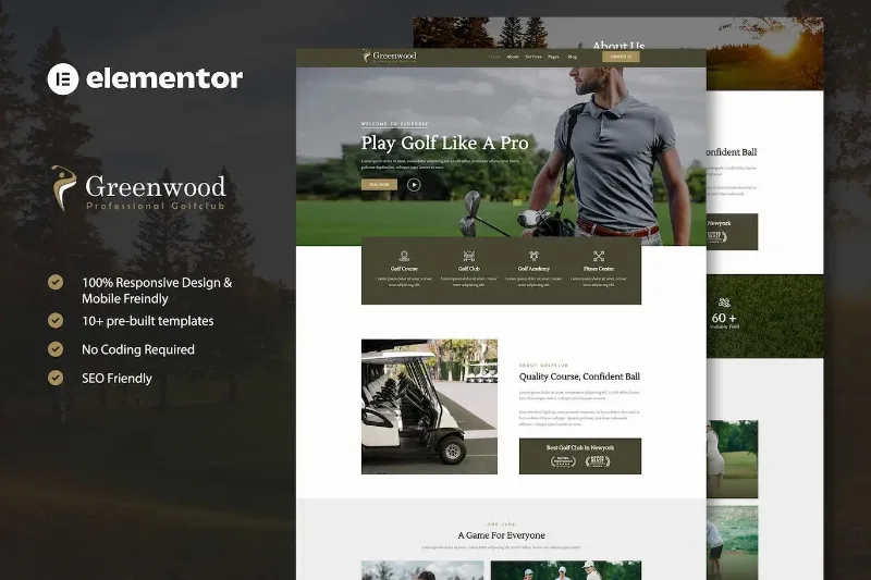 Greenwood – Golf Club & Academy Elementor Template