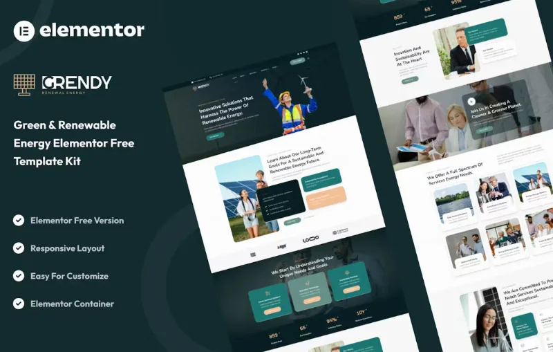 Grendy – Green & Renewable Energy Solutions Elementor Template