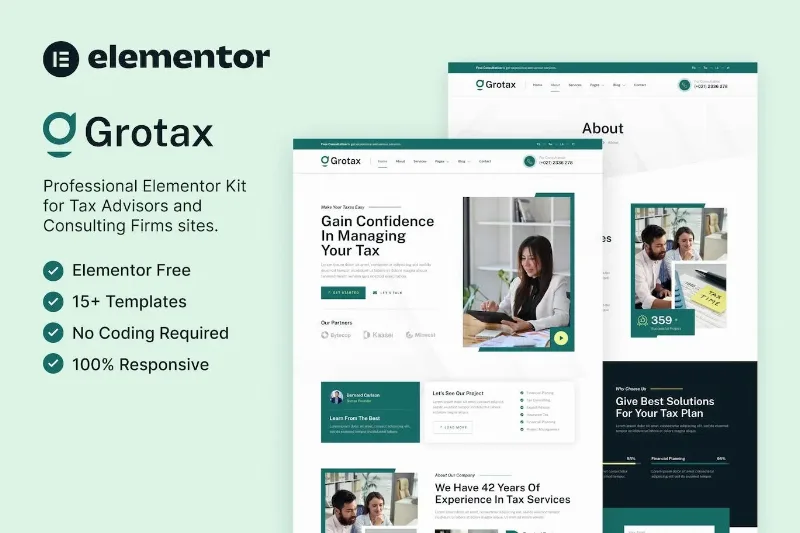 Grotax – Tax Advisor & Consulting Firm Elementor Template