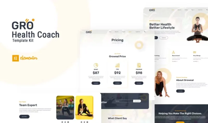 Groweal – Health Coaching Elementor Template