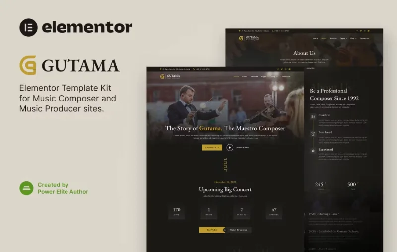 Gutama – Music Composer & Producer Elementor Template