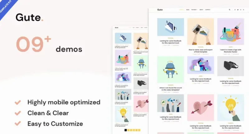 Gute – Minimalist Blog Elementor Template