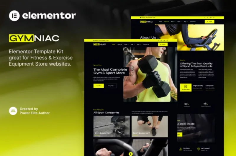 Gymniac – Fitness & Exercise Equipment Store Elementor Template