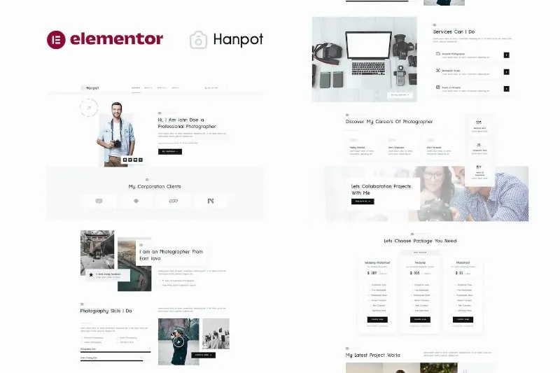 Hanpot – Personal Photographer & Portfolio Showcase Elementor Template