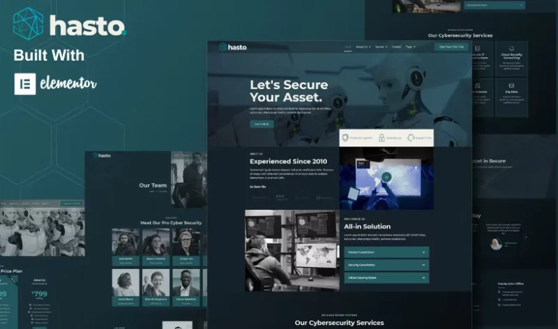 Hasto – Cyber Tech Security Service Elementor Template